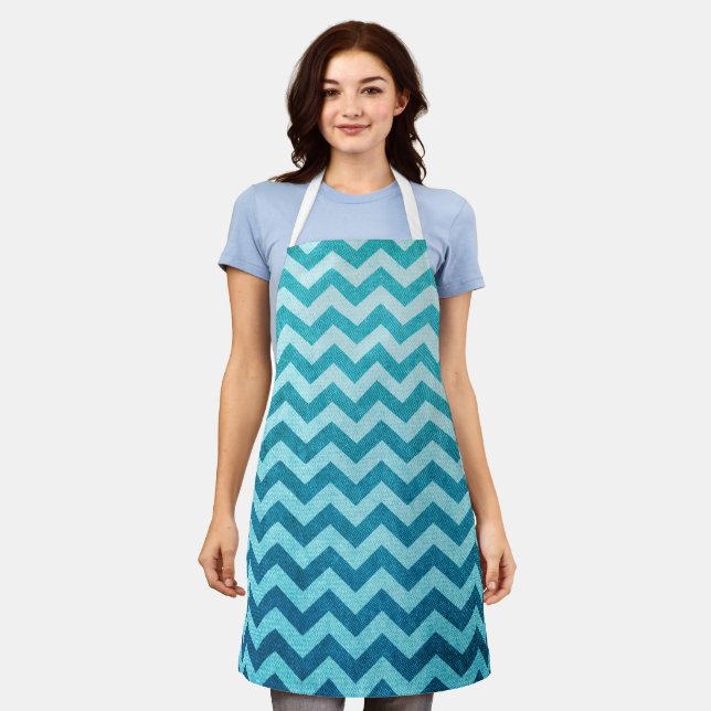 Denim Chevron by Shirley Taylor Apron (Worn)