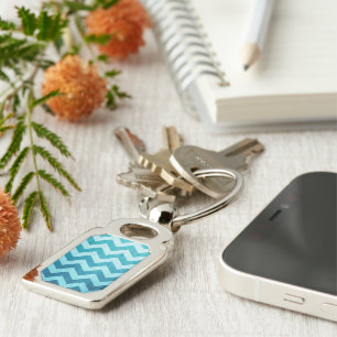 Denim Chevron by Shirley Taylor Key Ring