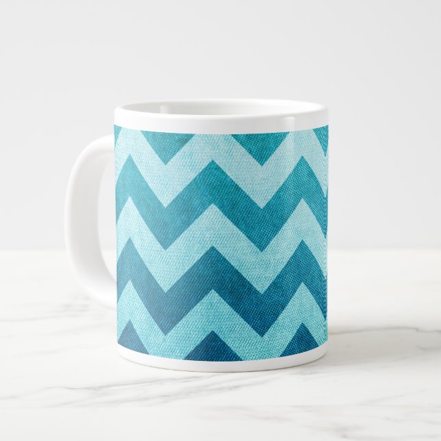 Denim Chevron by Shirley Taylor Large Coffee Mug (Front Left)