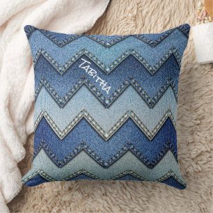Denim Chevron Throw Pillow