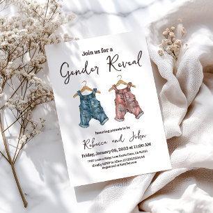 Denim Clothesline Gender Reveal Party Invitation
