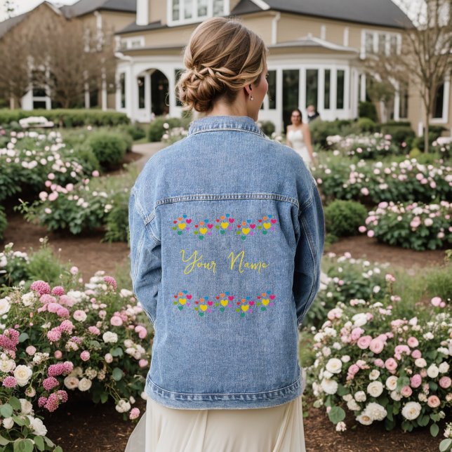 Denim Coat with Hearts HAMbWG Jacket (Wedding Back)