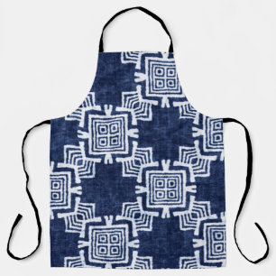 Denim coloured tribal ethnic seamless pattern apron