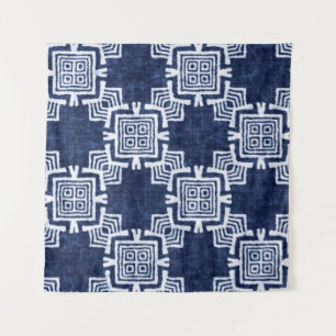 Denim coloured tribal ethnic seamless pattern tapestry