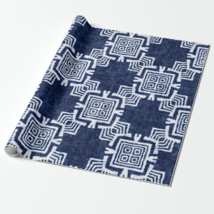 Denim coloured tribal ethnic seamless pattern wrapping paper