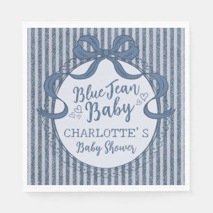 Denim Coquette Bow Blue Jean Baby Shower Napkin