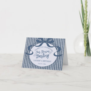 Denim Coquette Bow Blue Jean Birthday Thank You  Card