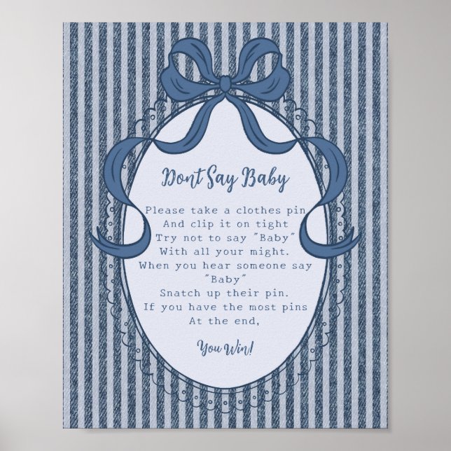 Denim Coquette Bow Blue Jean Dont Say Baby Game Poster (Front)