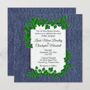Denim Country Wedding Invitation   5.25" x 5.25