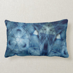 Denim Crazy Quilt Lumbar Cushion