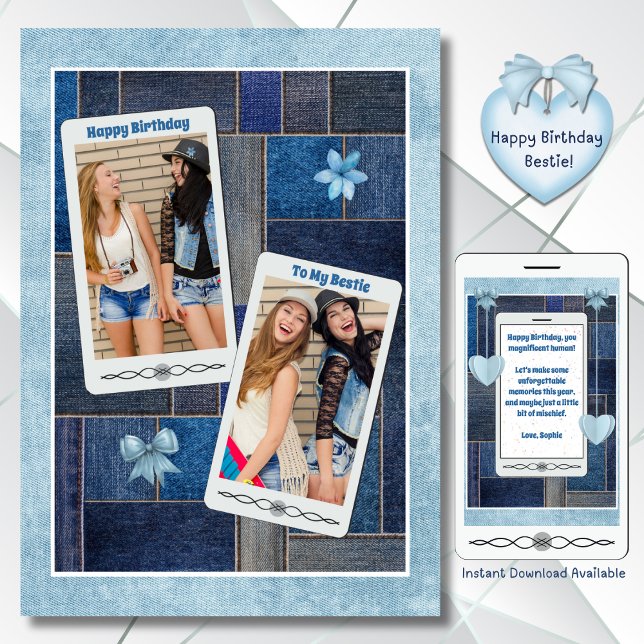 Denim Days with My Bestie Blue Jeans Birthday Card (Denim Days with My Bestie Blue Jeans Birthday Card)