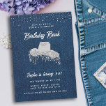 Denim Diamond Cowgirl Hat Rhinestone 30th Birthday Invitation<br><div class="desc">A rustic, modern, elegant and chic 30th birthday party invitation with a denim and diamonds theme. It features a denim background, a white cowgirl hat with rhinestones details (this is a digital effect), and typography in white. A chic "denim and diamonds" design for a woman on her thirtieth birthday who...</div>