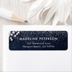 Denim Diamonds Bling Classy Elegant Address Return Address Label