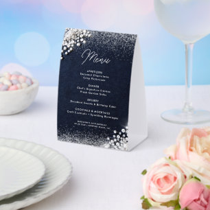 Denim Diamonds Bling Classy Elegant Party Menu