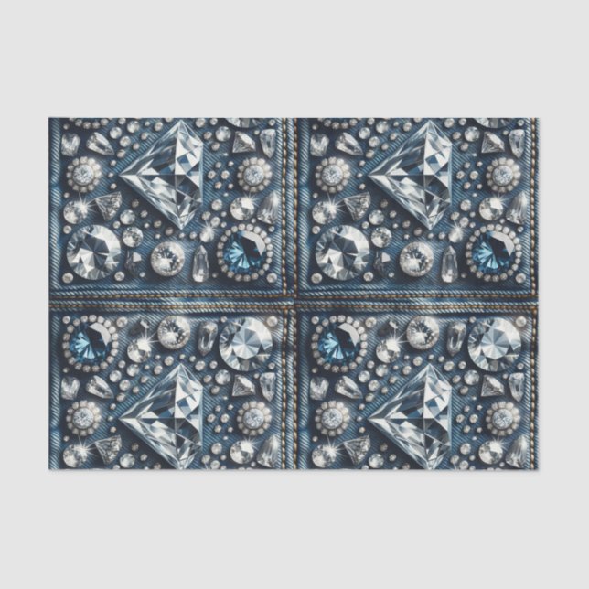 Denim & Diamonds Bling Gemstone Glam Jewels Tissue Paper (Front)