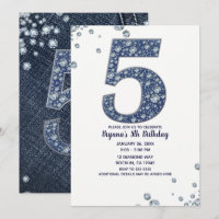 Denim & Diamonds Bling Sparkle 5th 5 Birthday
