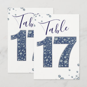 Denim & Diamonds Bling Sparkle Table Number 17