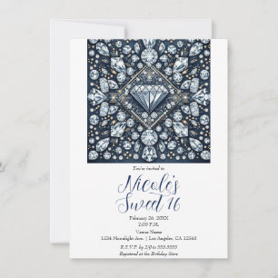 Denim & Diamonds Bling Sweet 16 Birthday Party Invitation