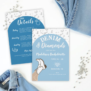 Denim Diamonds Cowgirl Arch Bachelorette Itinerary Invitation