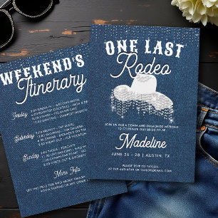 Denim Diamonds Cowgirl Hat Last Rodeo Bachelorette Invitation