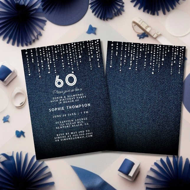 Denim Diamonds Drippings 60th Birthday Party Invitation (Creator Uploaded)