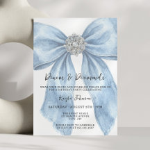 Denim Diamonds Elegant Blue Watercolor Bow
