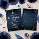 Denim Diamonds Elegant Rustic 21st Birthday Party Invitation<br><div class="desc">A simple,  modern,  elegant and chic birthday party invitation template featuring a blue denim background,  the word BIRTHDAY covered in white diamonds (simulated,  not real diamonds) and in modern calligraphy script,  and rustic typography in white. A chic "denim and diamonds" design for a young woman on her 21st birthday!</div>