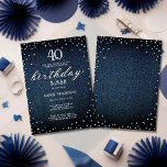 Denim Diamonds Elegant Rustic 40th Birthday Party Invitation<br><div class="desc">A simple,  modern,  elegant and chic birthday party invitation template featuring a blue denim background,  the word BIRTHDAY covered in white diamonds (simulated,  not real diamonds) and in modern calligraphy script,  and rustic typography in white. A chic "denim and diamonds" design for a young woman on her 40th birthday!</div>