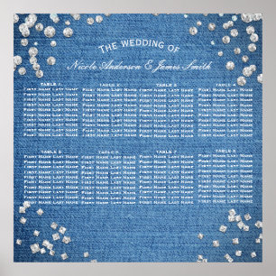 Denim & Diamonds Glam Bling Chic Table Seating Poster