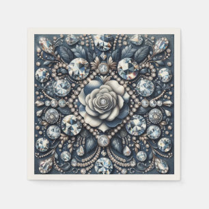 Denim & Diamonds Glam Bling Rose Birthday Party Napkin