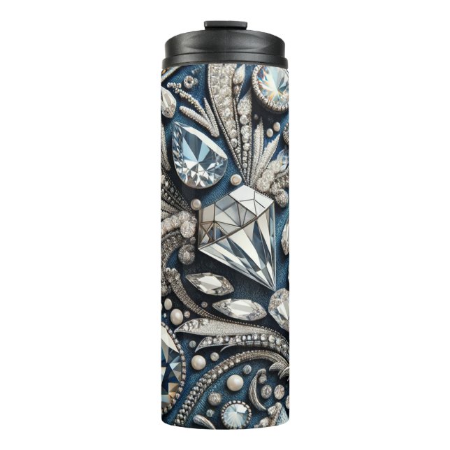 Denim & Diamonds Glam Bling  Thermal Tumbler (Front)