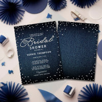 Denim Diamonds Glitter Blue Elegant Bridal Shower