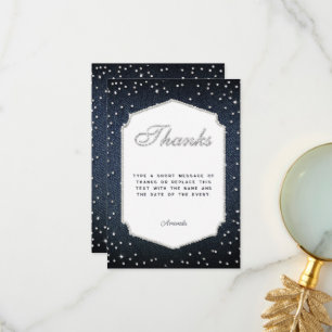 Denim Diamonds Glitter Rhinestones Frame Thank You Card