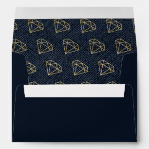 Denim & Diamonds Gold & Blue Party Invitation Envelopes