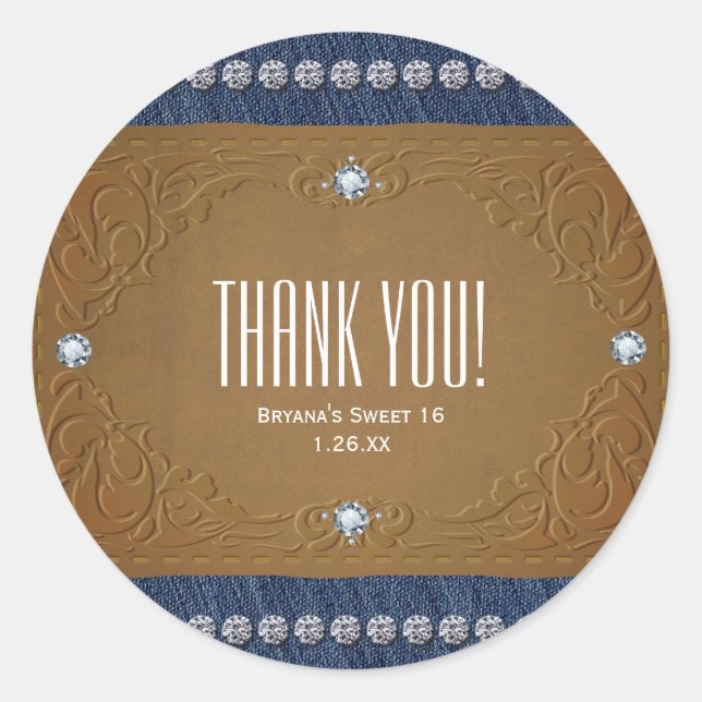 Denim & Diamonds Jeans Label Birthday Party Favour (Front)