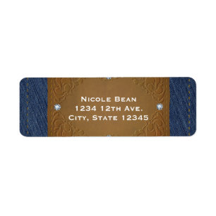 Denim & Diamonds Jeans Label Invitation Party Return Address Label