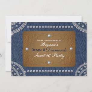Denim & Diamonds Jeans Label Party Invitations