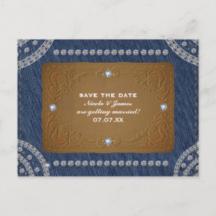 Denim & Diamonds Jeans Label Save the date Party Announcement Postcard