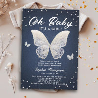 Denim Diamonds Lace Butterfly Oh Baby Girl Shower