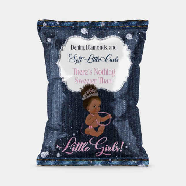 Denim, Diamonds, & Little Girls Chip Bag Wrapper (Party Favor Chip Bag Wrap)