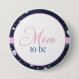 Denim & Diamonds Mum-to-Be 7.5 Cm Round Badge