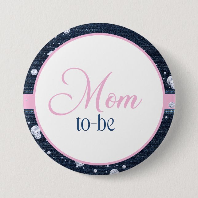 Denim & Diamonds Mum-to-Be 7.5 Cm Round Badge (Front)