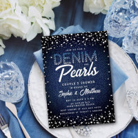Denim Diamonds Pearls Blue Elegant Couple Shower
