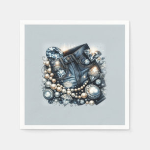 Denim Diamonds & Pearls Jeans Bling Party Napkin