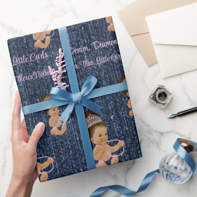 Denim & Diamonds Princess Baby Wrapping Paper (Gifting)