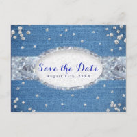 Denim & Diamonds Scattered Bling Save the Date