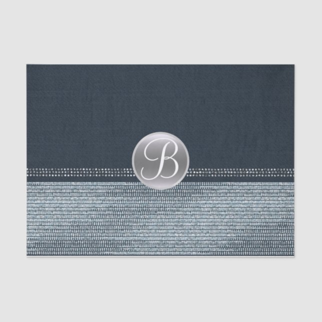 Denim Diamonds Sparkle Glam Monogram Initial Tissue Paper (Front)