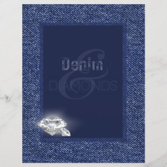 Denim & diamonds stationary paper. (Front)