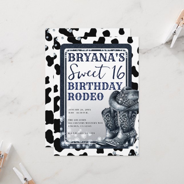 Denim Diamonds Western Glam Cowgirl Sweet 16 Invitation Zazzle