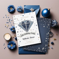 Denim Diamonds White Blue Glitter 40th Birthday